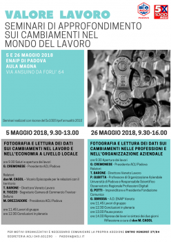 VALORE LAVORO: seminari di approfondimento sui cambiamenti nel mondo del lavoro VALORE LAVORO: seminari di approfondimento sui cambiamenti nel mondo del lavoro